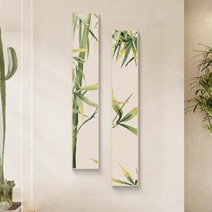 竹竹饰报平安挂画绿入户玄子关过道走廊竹报平安装画细窄条长墙面