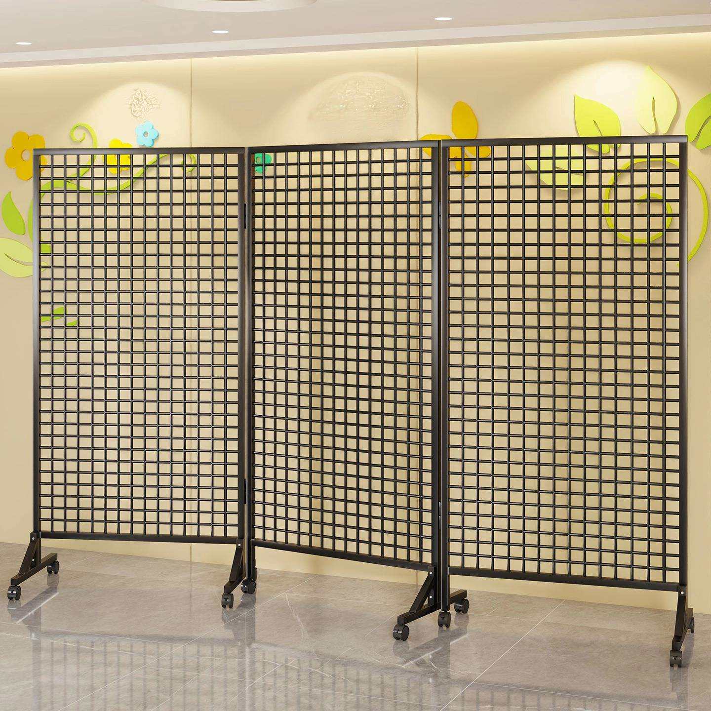 立式铁艺网架展画落地移动网片幼儿园作品户外展示架饰品展会架子