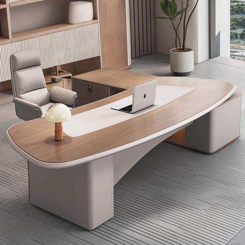 阳闪老板桌实木简约现代桌椅组合高级大班台总裁桌领导轻奢办公桌