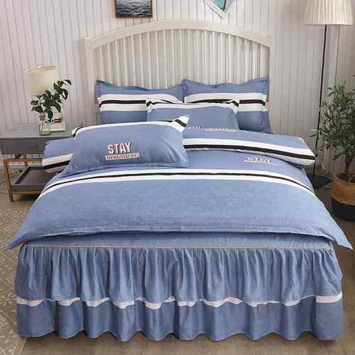 韩版床裙四件套纯棉磨毛加厚被套少女心4件套s公主风网红四季款