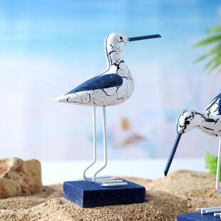 酒柜摆件客厅2026新款地中海木质创意裂纹海鸟装饰品拍摄道具家居