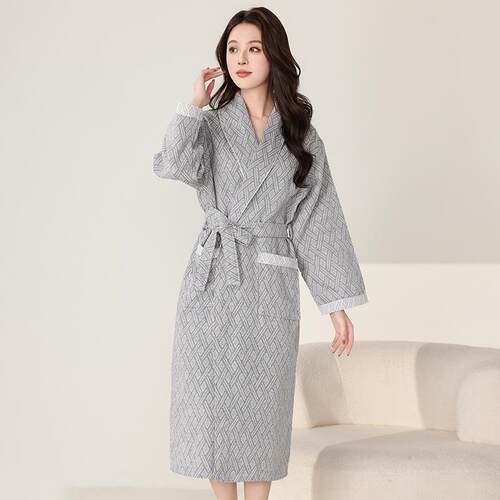 Double layer gauze bathrobe for hotel couples, men's and