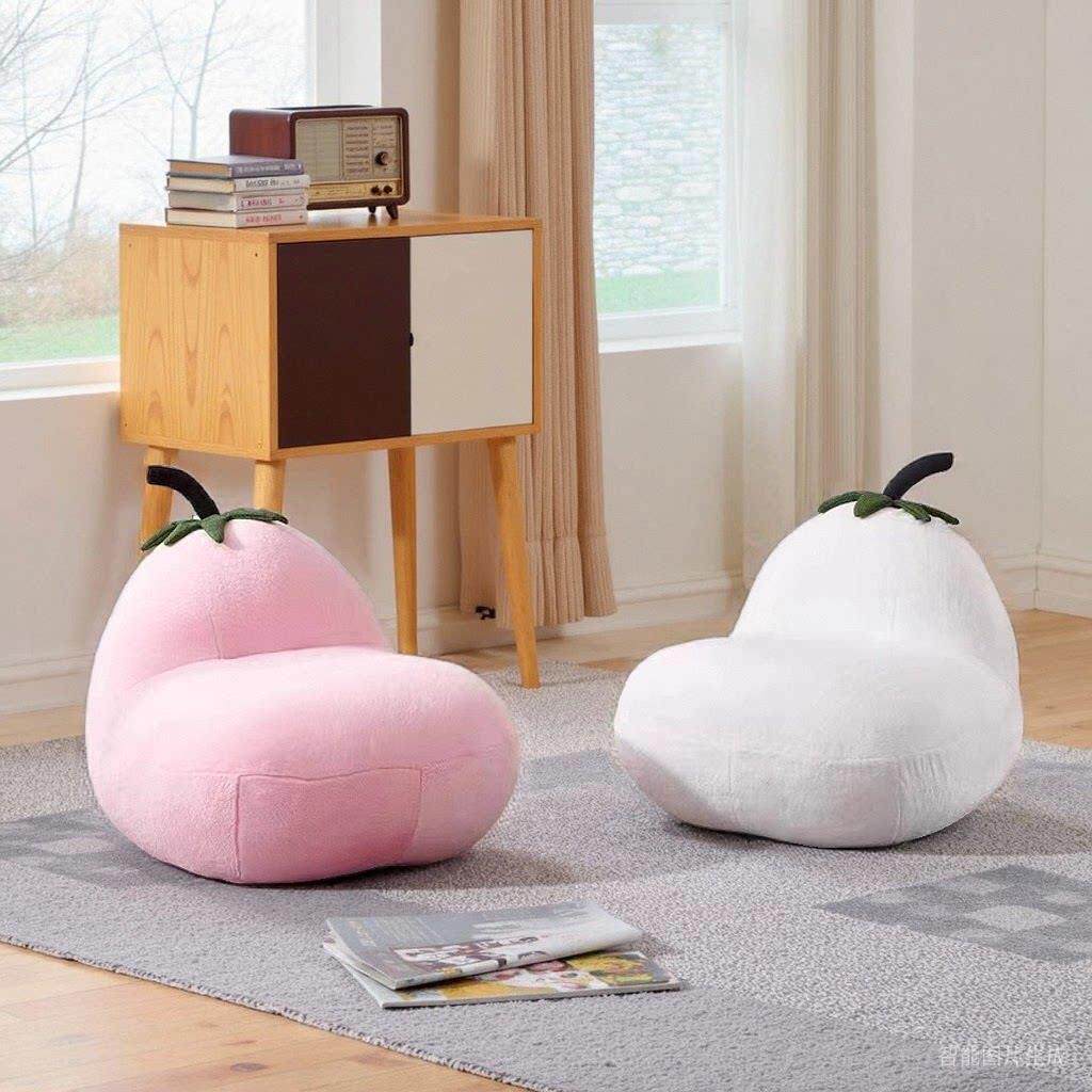 创意茄子小沙发客厅儿童可爱毛绒卡通单人休闲 椅阅读懒人椅多巴