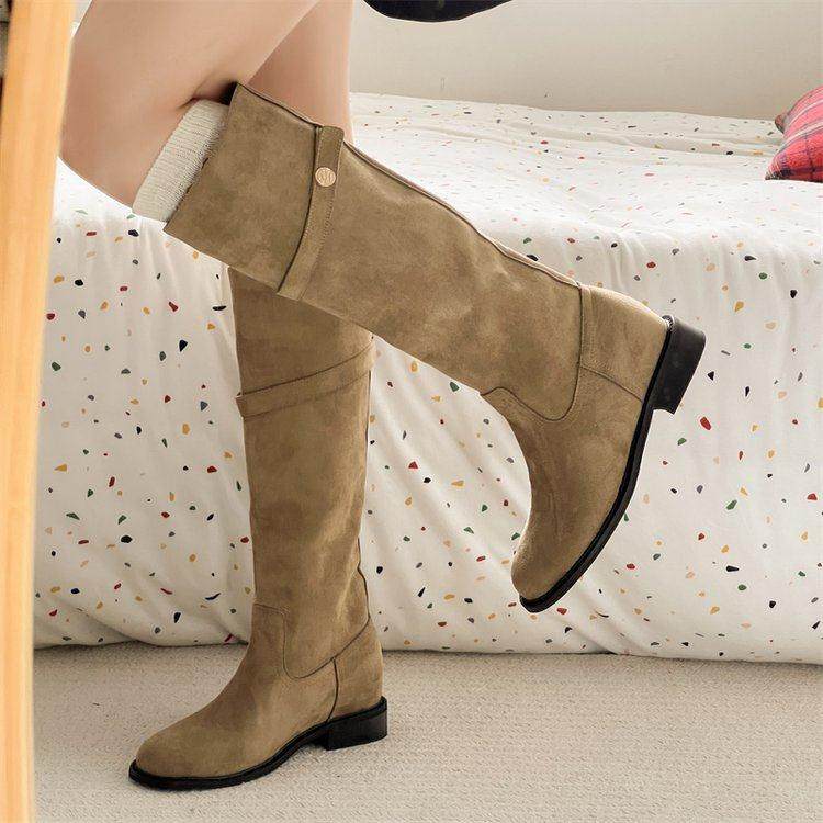 早春不过膝卡其色堆堆靴高筒骑士靴女鞋新款秋冬季褶皱显瘦0123n,女鞋,时装靴,淘宝优惠券,粉丝福利购,淘宝优惠卷