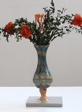 碧轩复古玻璃磁粉花瓶水养花器情绪稳定插花瓶轻奢高级感客厅装饰