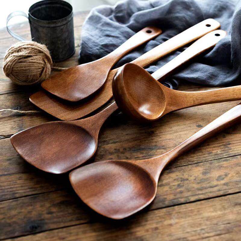 木温质木家用不粘炒锅专用长柄OPP袋锅铲菜头铲子汤勺耐高厨房厨