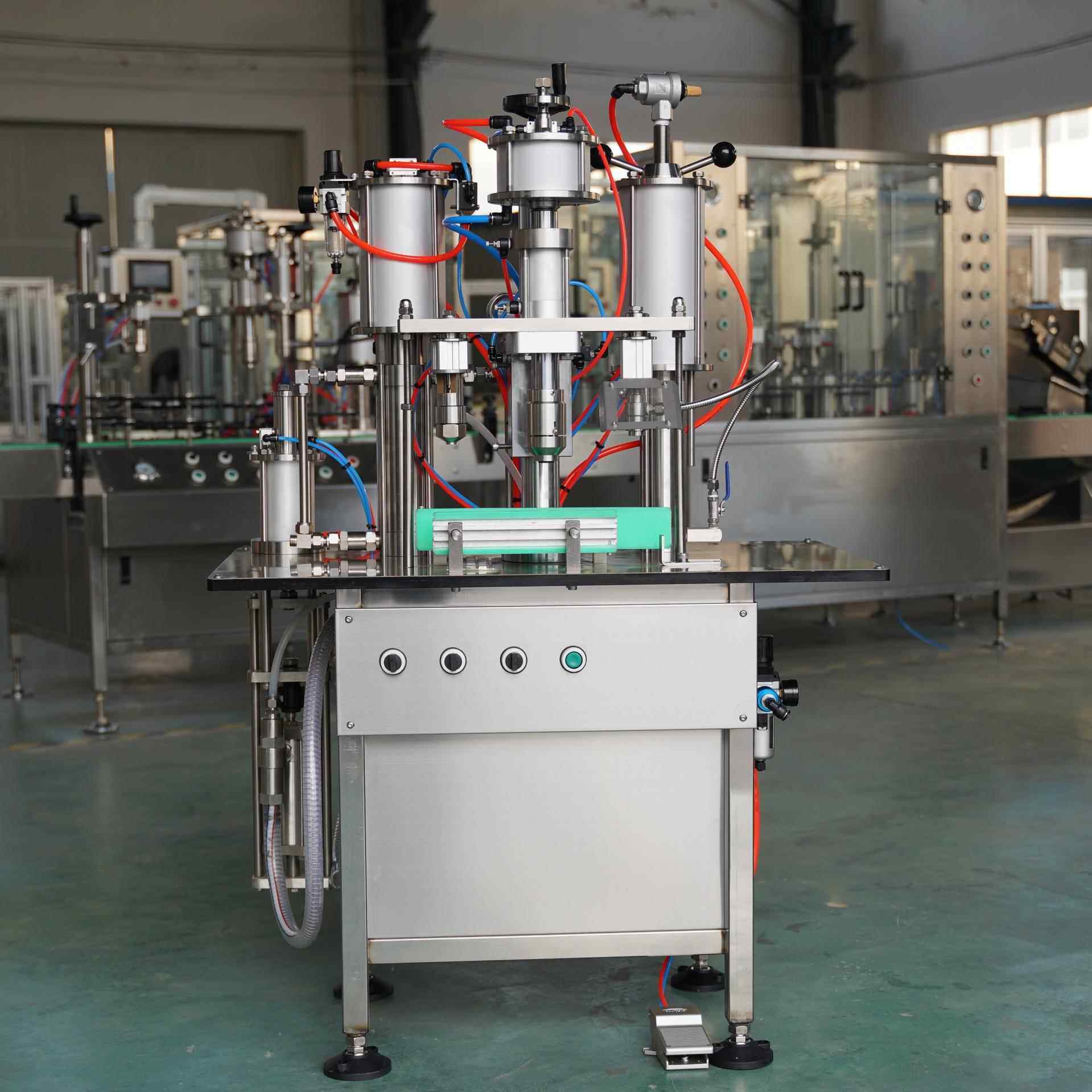 气雾铝罐包装设备半自动慕斯脱毛膏灌装机洁面乳气雾罐灌装机