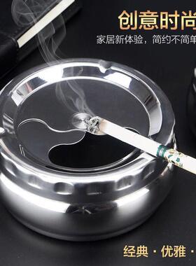 厂家现货家用不锈钢烟灰缸带盖旋转防风创意烟缸广告促销礼品