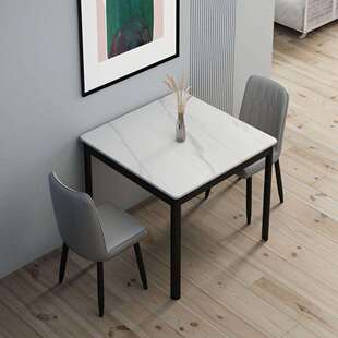 正方约VSK形大岩板餐桌家用小户型现代简轻奢吃饭桌子理石桌餐椅