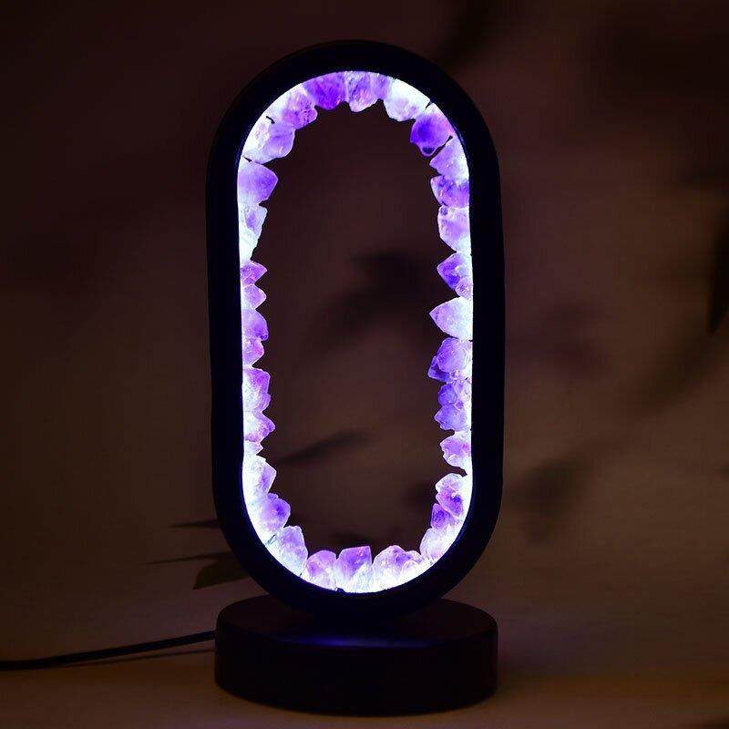 天然紫水晶原石摆件巴西黄水晶小夜灯客厅卧室床头灯小夜灯