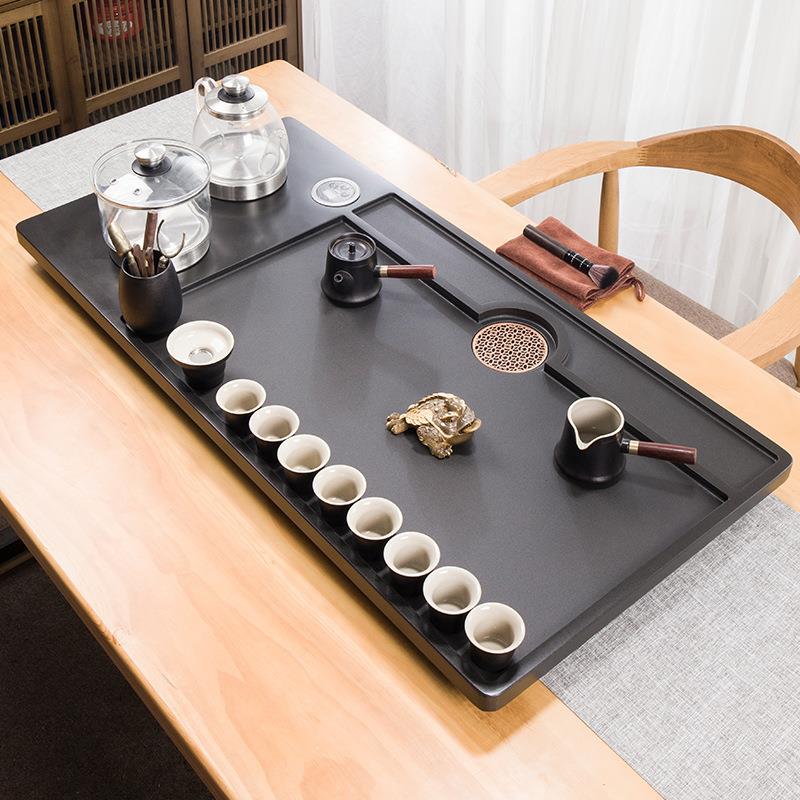 整块乌金石茶盘套装全自动上水茶台烧水壶一体电磁炉家用茶海刻字