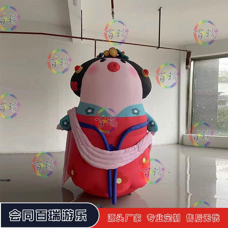 充气卡通人偶女孩发光唐风汉服国朝气模引流商场景区节日主题美陈