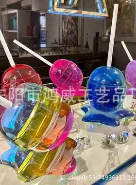 新款跨境棒棒糖仿真树脂摆件桌面雕像工艺品装饰家居创意恶搞有趣