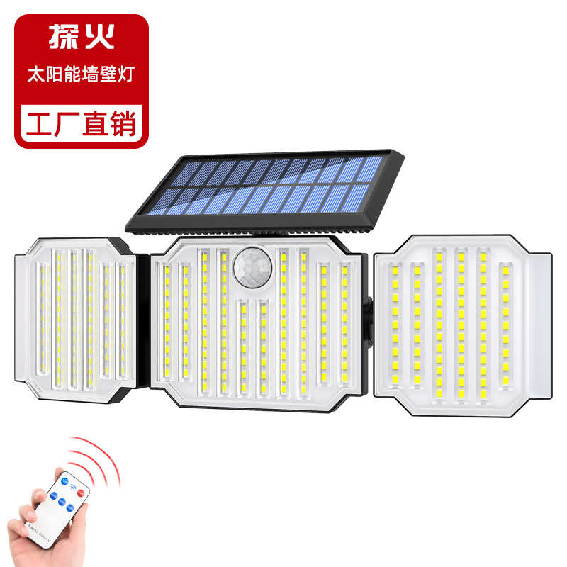 众信新款太阳能壁灯户外防水庭院灯人体感应车库院子旋转LED路灯