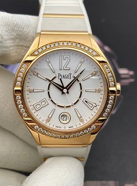 98新38mm伯爵POLO系列18K玫瑰金原镶钻G0A35013石英女手表正品