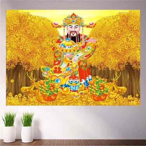 财神爷装饰画五路财神画像赵公明比干柴荣王亥玄关大气招财迎财神