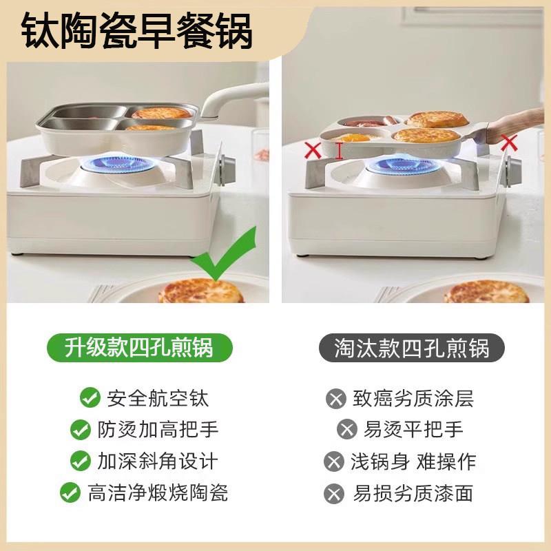 国knx德轻奢钛陶瓷早底餐锅煎饼鸡蛋汉平锅四孔煎蛋锅不堡沾锅