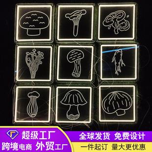 手举牌霓虹灯diy亚克力透明阴雕发光摆摊氛围灯装饰造型灯标识牌