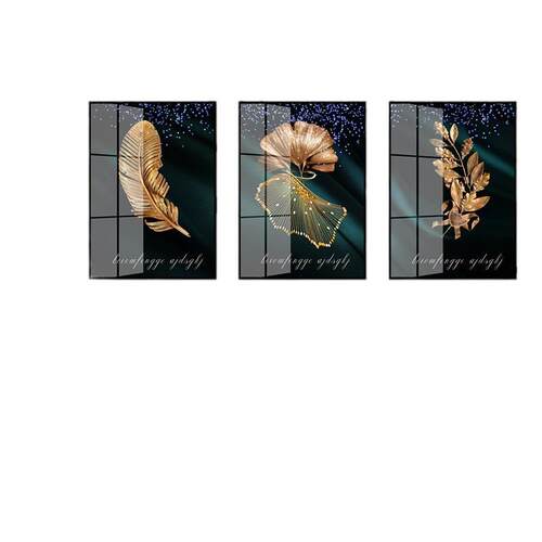客厅装饰画轻奢挂画沙发背景墙壁画三联现代简约北欧风晶瓷水晶画