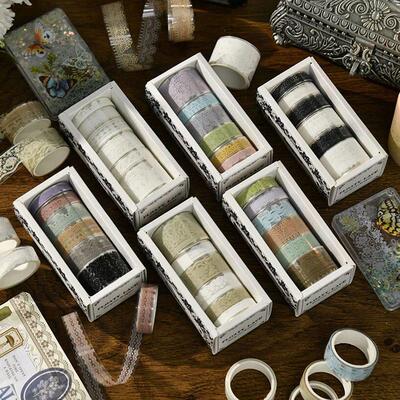 6 Rolls Retro Lace PET Washi Tape Diary Decoration Washitape