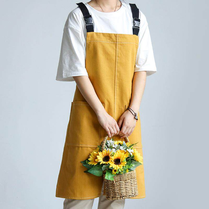 新款直销围裙男女奶茶店发型师吧台餐厅花艺烘焙服务员牛仔工作服