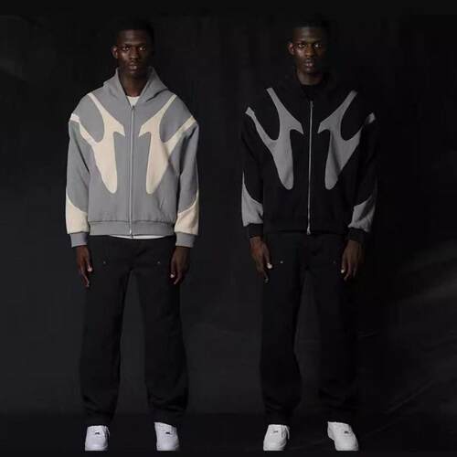 Men's Lightweight Patchwork Hooded Sweatshirt Jacket