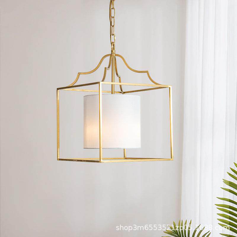 工厂直销美式乡村吊灯餐厅灯复古正方形书房卧室阳台玄关门厅灯具