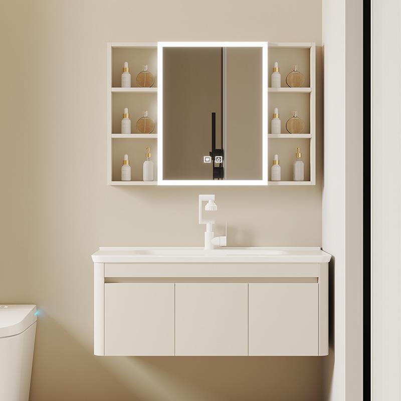 铝蜂窝浴室柜组一智体盆陶瓷能PEG镜柜合带侧边柜抽纸孔卫生间洗