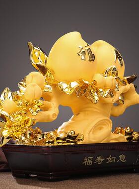 寿桃摆件工艺品老人生日祝寿寿礼福寿如意金寿桃60 70 80贺寿礼品