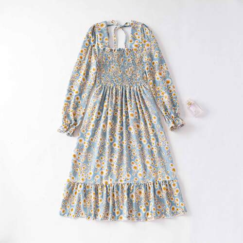 Women's princess style tea break floral long sleeved