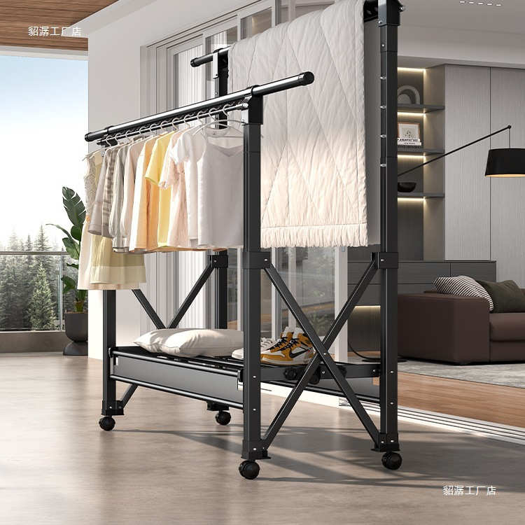 新款晾衣架落地折叠室内家用阳台室外卧室晒被子升降晒衣架凉衣杆