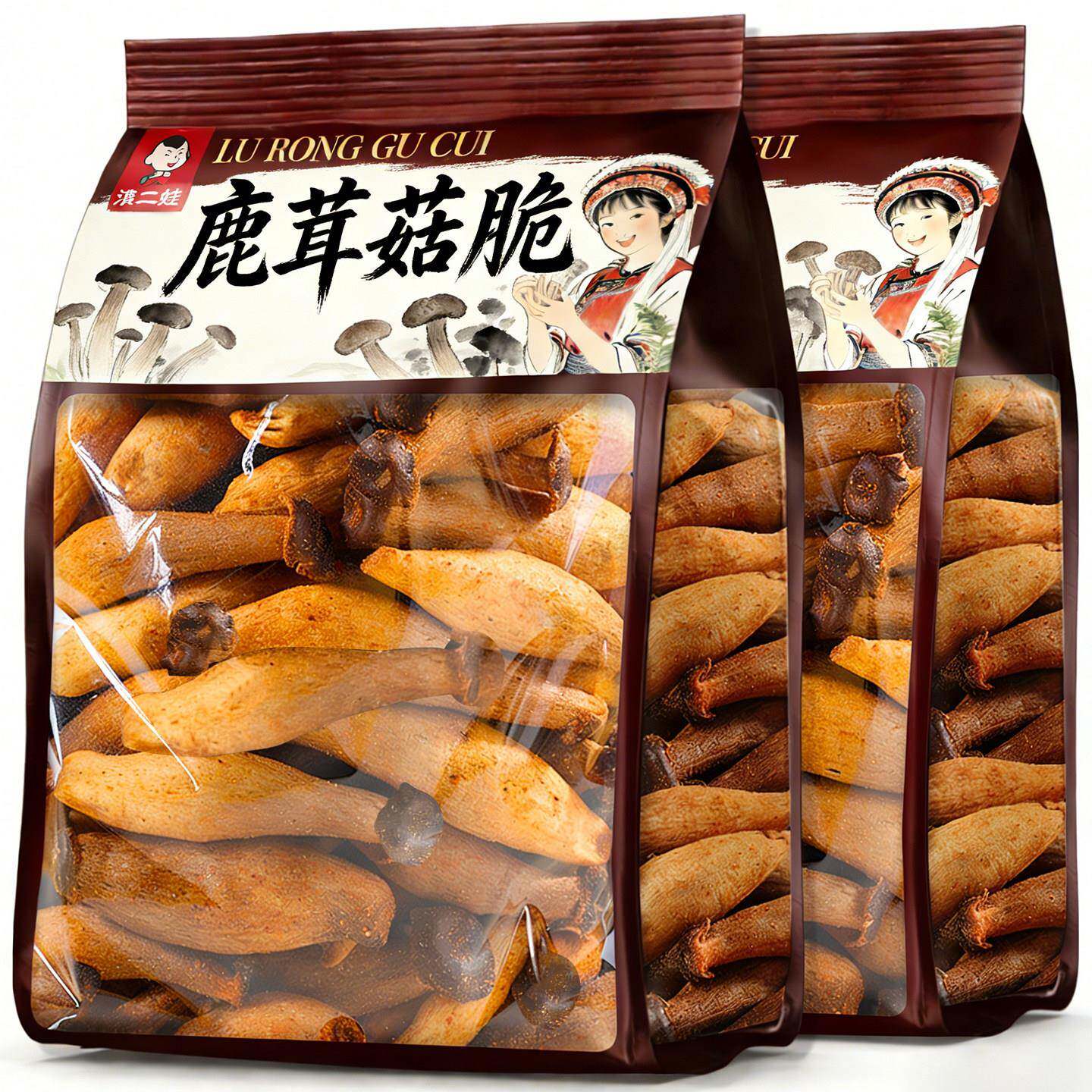 滇二娃 云南鹿茸菇脆干货 麻辣解馋小零食 开袋即食休闲小吃 年货