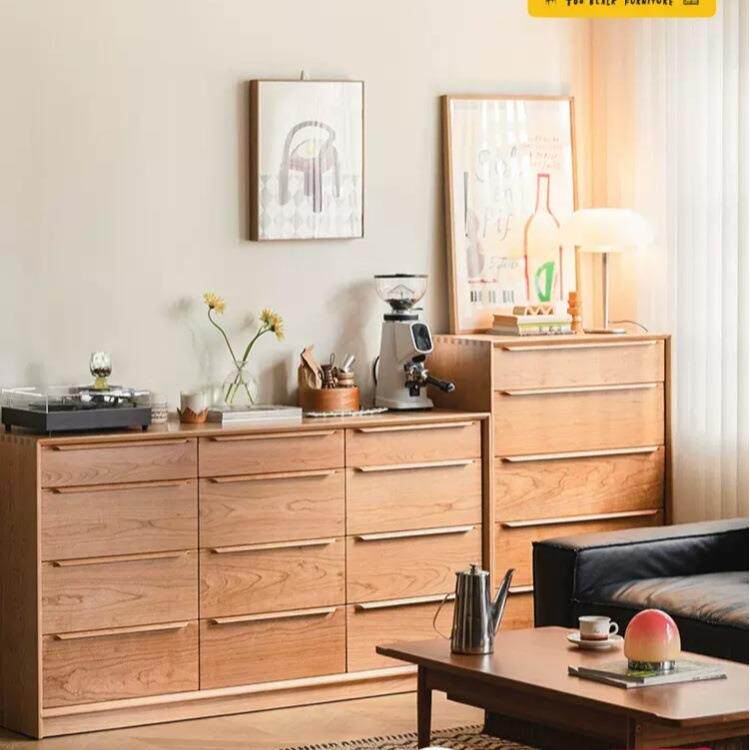 落地实木斗柜黑胡桃木收纳柜樱桃木五斗十二斗柜卧室床尾储物柜