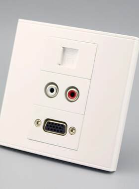 86型VGA双孔音频RJ45电脑网络网线直通插座 AV莲花多媒体墙壁插座