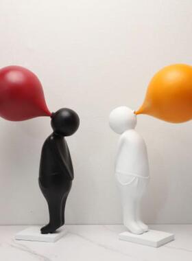 人物吹泡泡摆件客厅玄关书房展厅软装家居工艺装饰品创意家居摆件