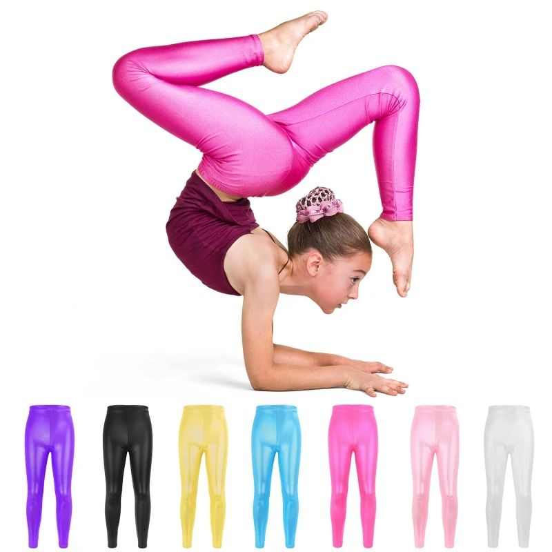 Girls Ballet Dance Pants Gymnastic Bright Bronzing Leggings