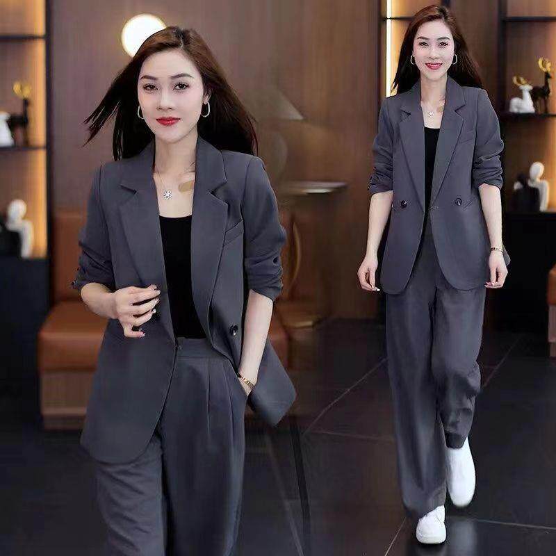 早春休闲西服套装女2026春秋季新款韩版职业西装外套阔腿裤两件套