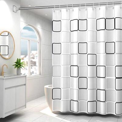 The bathroom shower curtain checkered PEVA Environmental