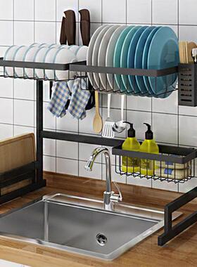 2019新品跨境热销爆款厨房不锈钢65CM-85Cm单双槽水槽沥水架黑色