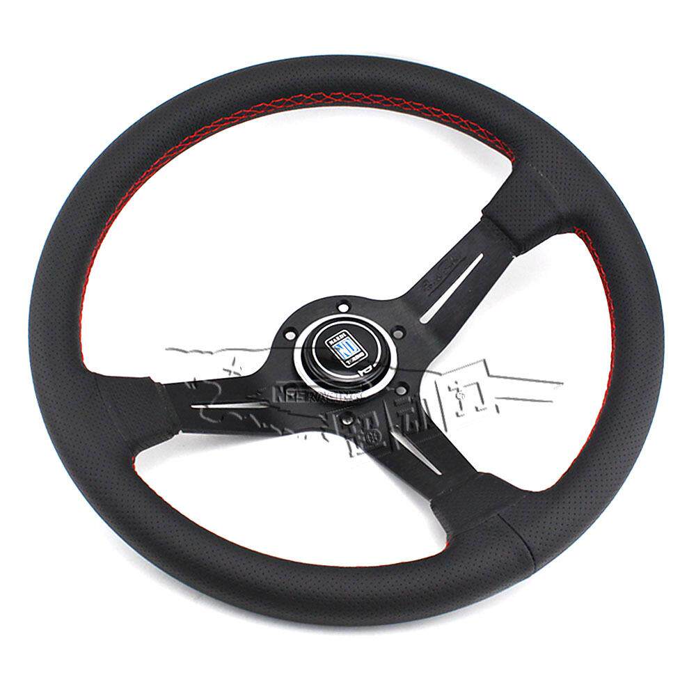 汽车改装方向盘ND14寸中凹红线黑架转向控制器赛车真皮方向盘