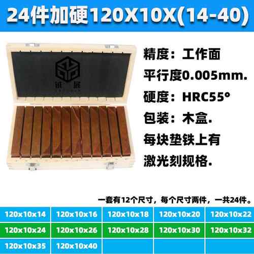 虎钳平行板平行垫铁等高垫块平行块12对120*10MMJC-120-10