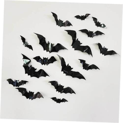 16pcs Halloween 3D black bat Wall Stickers Halloween party