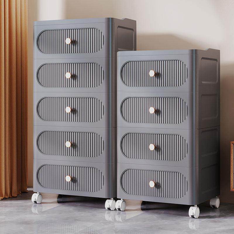 加厚加深抽屉式收纳柜夹缝收纳柜卧室塑料五斗柜万向轮多层置物架