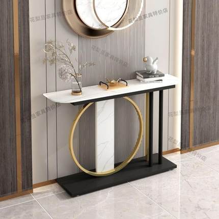 轻岩板玄关桌简关约装饰奢半玄关柜SRC条案玄台入户靠墙走廊端景