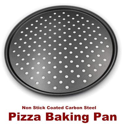 Pizza Pan Tray Crisper Carbon Steel Baking Oven Bakeware