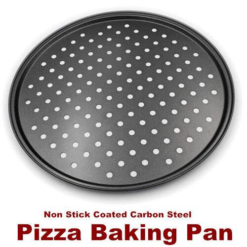 Pizza Pan Tray Crisper Carbon Steel Baking Oven Bakeware
