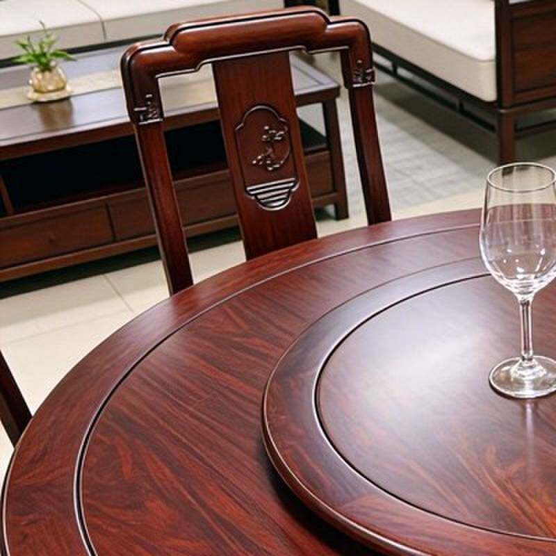 红木餐桌圆桌全实木大叶酸枝木餐桌椅组合中式彷古高档带转盘桌子