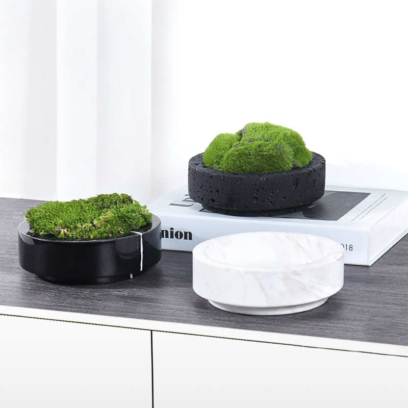大理石花盆多肉植物微景观盆栽家居园艺客厅玄关桌面软装饰品摆件