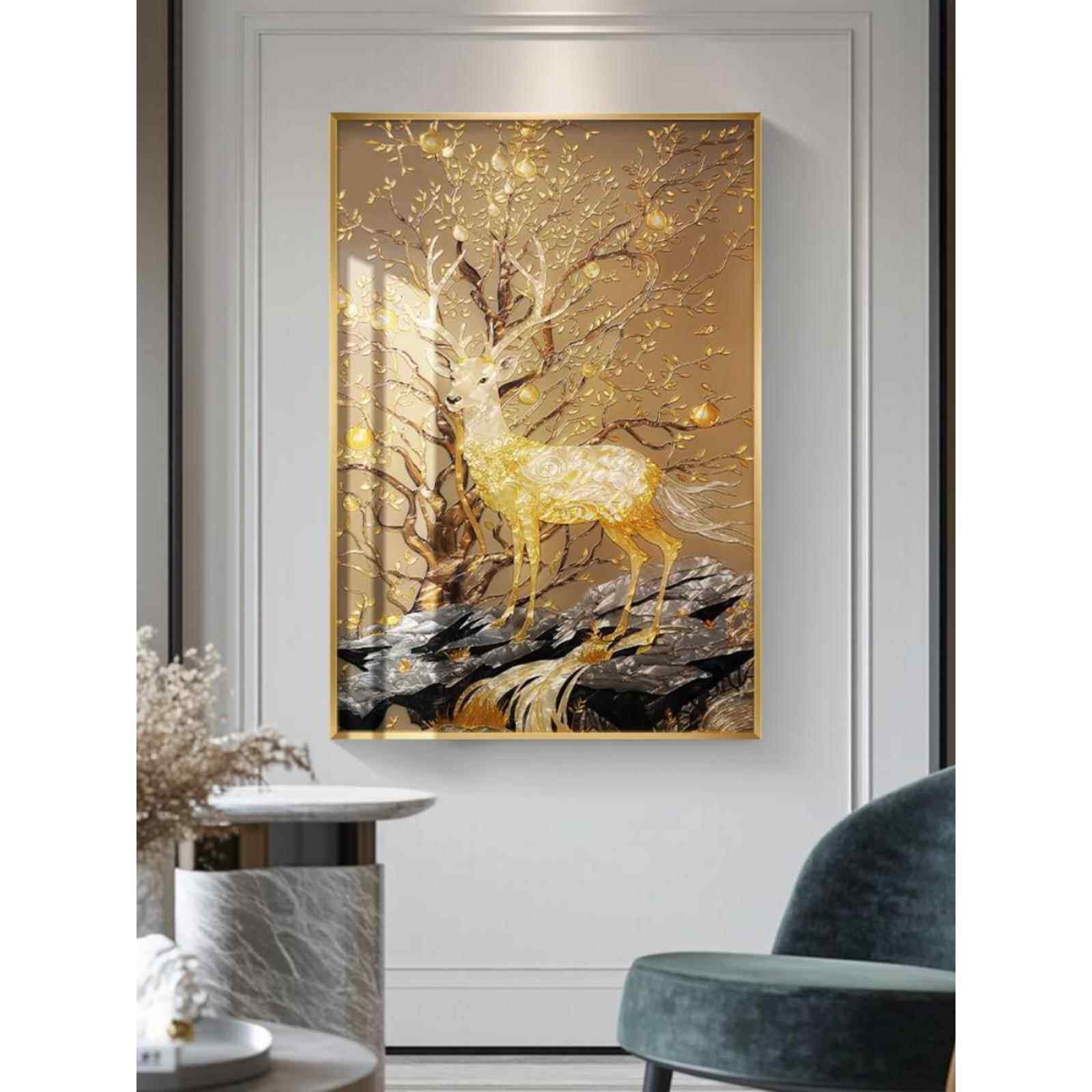 手工珐琅彩装饰画现代轻奢走廊玄关屏风挂画客厅沙发背景墙壁画