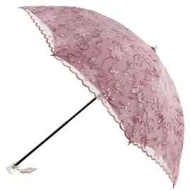 红叶防紫外线二折黑胶防晒太阳伞，遮阳伞立体蕾丝刺绣伞晴雨伞6411